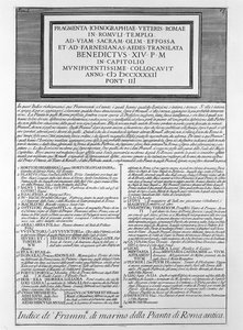 Beschreibung für Forma Urbis von Giovanni Battista Piranesi